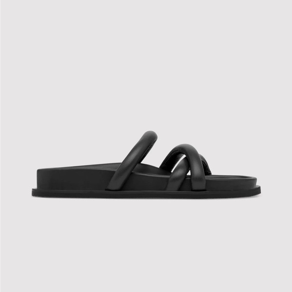 St. Agni Cross Strap Leather Slide - black NWT - Picture 4 of 5